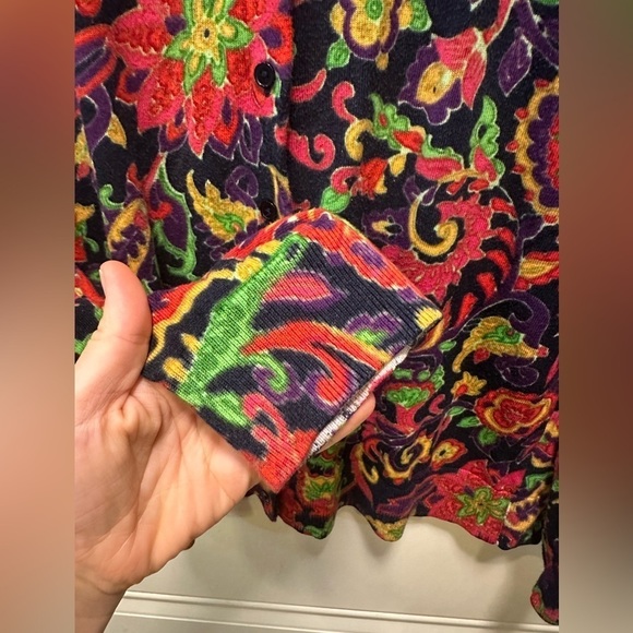 Talbots Colorful Flower Paisley Buttoned Cardigan, size LP - Picture 7 of 7